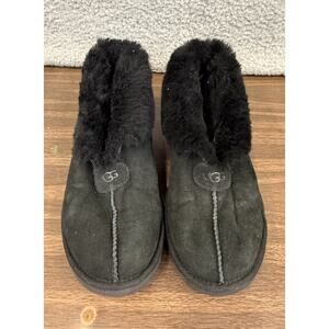 UGG MATE REVIVAL BLACK SHEARLING LINED MOCASSIN SHOE Slipper Fold Short US 8